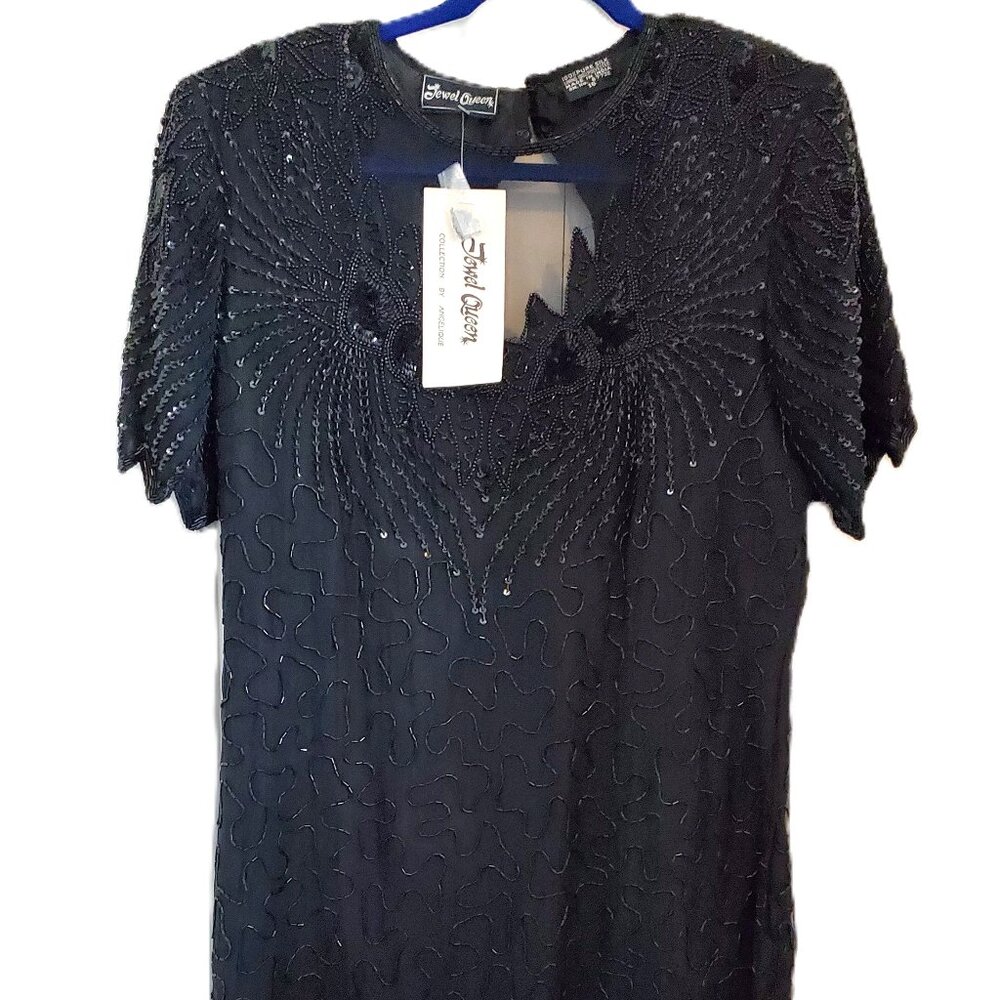 Jewel Queen, Silk/Beaded cocktail dress, Black, Size 16